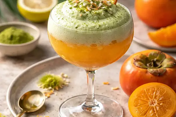 Fusion koktajl kaki-yuzu z pianką matcha-kokos (wariant c2290de3)