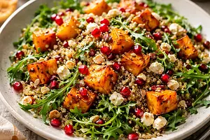 Quick Seasonal Salad: Roasted Pumpkin, Quinoa, and Pomegranate