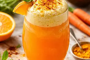 Orange-Carrot Cocktail with Coconut, Turmeric, and Saffron Foam (variant 882124cf)