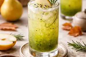 Matcha-Pear Fizz — autumn-Asian fusion drink