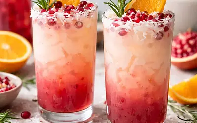 Winter Orange-Pomegranate Cocktail with Hibiscus and Coconut (fusion)