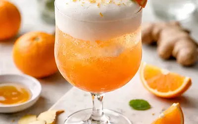 Tangerine-Ginger Fizz with Aquafaba Cloud