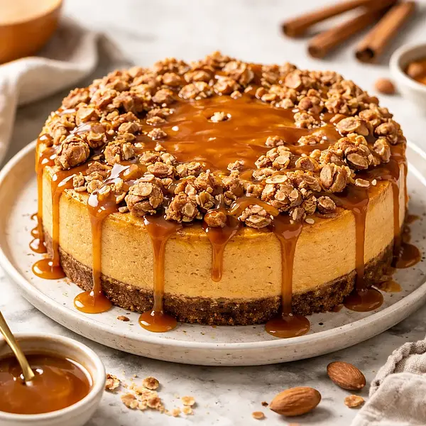 Sernik dyniowy z owsiano-migdałową kruszonką i sosem karmelowym (wariant 3f14ba43)