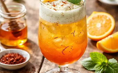 Fusion Cocktail: Orange with Saffron Syrup and Mint-Ginger Foam (variant 966f3914)