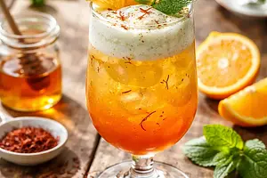 Fusion Cocktail: Orange with Saffron Syrup and Mint-Ginger Foam (variant 966f3914)