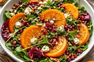 Quick Winter Salad with Celery, Persimmon, and Pomegranate