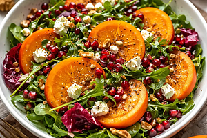 Quick Winter Salad with Celery, Persimmon, and Pomegranate