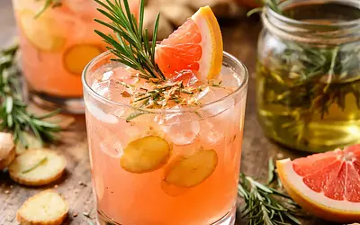 Winter Grapefruit-Ginger Cocktail with Rosemary Syrup