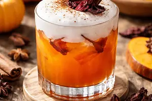 Seasonal Fusion Cocktail: Pumpkin + Hibiscus with Coconut Foam