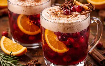 Traditional Citrus-Cranberry Mulled Wine with Spiced Foam