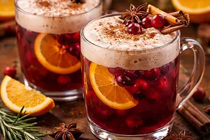 Traditional Citrus-Cranberry Mulled Wine with Spiced Foam