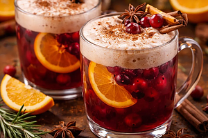 Tradycyjny grzaniec cytrusowo‑żurawinowy z korzenną pianką