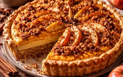 Autumn Apple Pie with Pumpkin Puree and Gingerbread Crumble