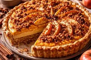 Autumn Apple Pie with Pumpkin Puree and Gingerbread Crumble
