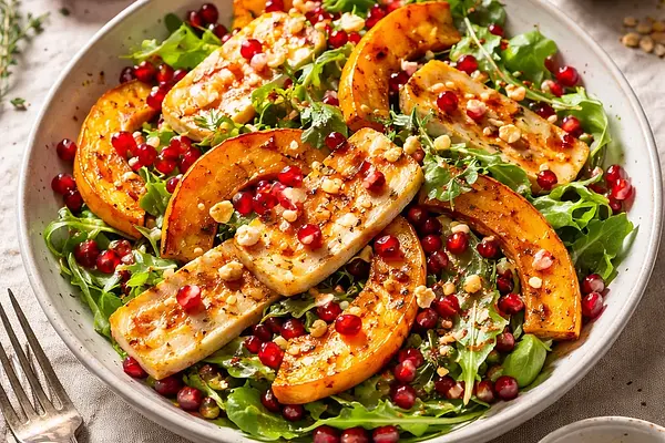 Sałatka zimowa z pieczoną dynią, halloumi i granatem — wariant efb9f03b