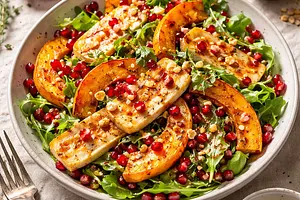 Sałatka zimowa z pieczoną dynią, halloumi i granatem — wariant efb9f03b