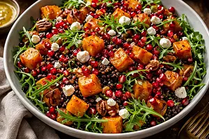 Autumn Fusion Salad: Roasted Pumpkin, Black Rice, and Pomegranate