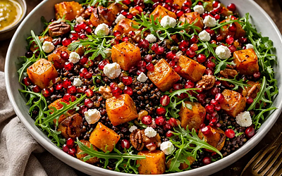 Autumn Fusion Salad: Roasted Pumpkin, Black Rice, and Pomegranate