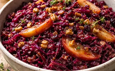 Traditional Braised Red Cabbage with Apples, Honey, and Nuts