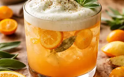 Seasonal Fusion Cocktail: Orange & Kumquat with Ginger and Sage Foam