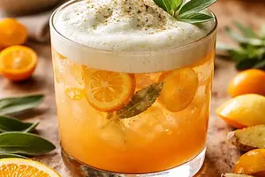 Seasonal Fusion Cocktail: Orange & Kumquat with Ginger and Sage Foam