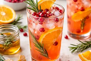 Seasonal Orange-Pomegranate Cocktail with Rosemary-Ginger Syrup (modern variant)