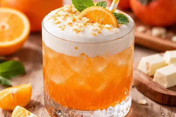 Koktajl mandarynkowo-kaki z kremową pianką białej czekolady (wariant 448c9bf6)