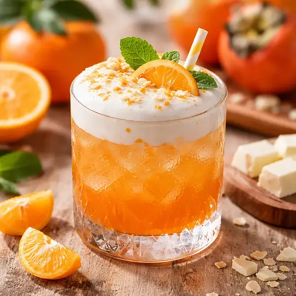 Koktajl mandarynkowo-kaki z kremową pianką białej czekolady (wariant 448c9bf6)