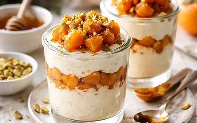 Szybkie pucharki zimowe z kremem ricotta-pomarańcza i karmelizowaną kaki
