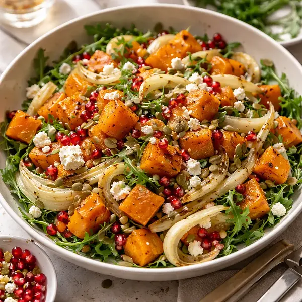 Sałatka z pieczonej dyni piżmowej, kopru włoskiego i granatu (wersja 2869af78)