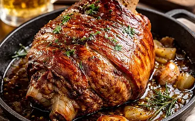 Pork knuckle marinated in beer