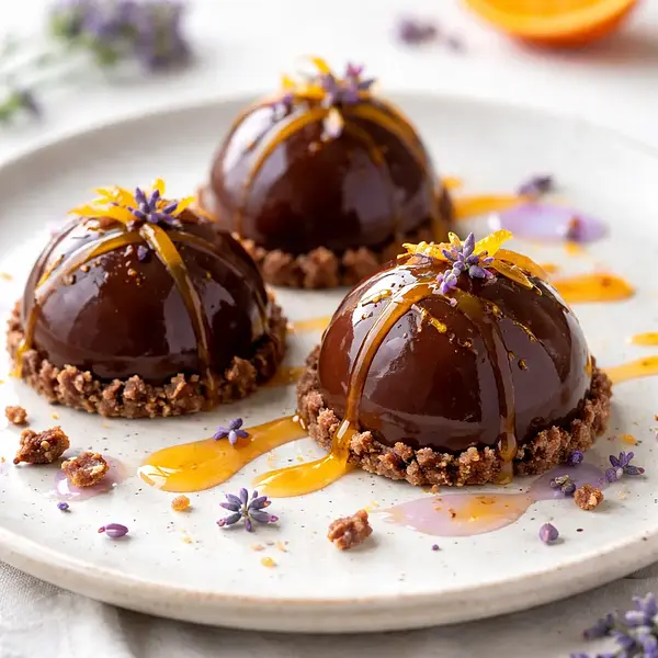 Nowoczesne półkule czekoladowo‑kasztanowe z pomarańczą i lawendowym syropem (wariant f0abf0bd)