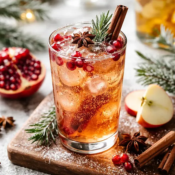 Musujący zimowy koktajl z granatem, cydrem i syropem korzennym (wariant dd0620e4)