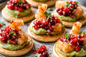 Mini bliny fusion z tempurą krewetkową, kremem z awokado i salsą żurawinowo‑chili (wariant 657cead1)