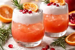 Winter Orange-Pomegranate Cocktail with Coconut Foam