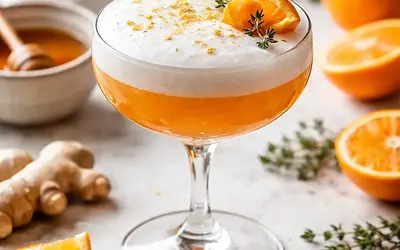 Quick Clementine-Ginger Cocktail with Aquafaba Foam (variant cc19f507)