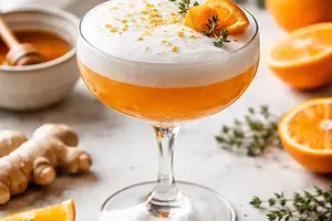 Quick Clementine-Ginger Cocktail with Aquafaba Foam (variant cc19f507)