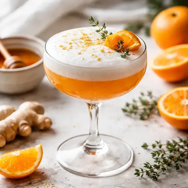 Szybki koktajl klementynkowo-imbirny z pianą z aquafaby (wariant cc19f507)