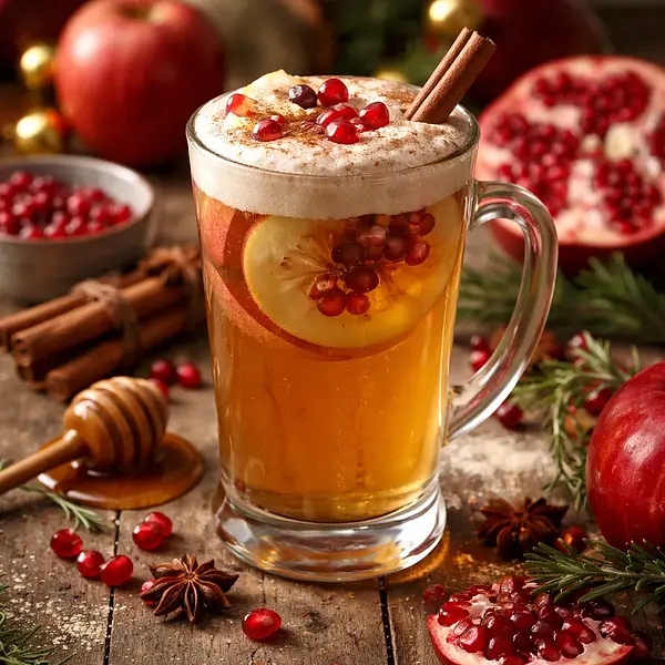 Tradycyjny zimowy cydr jabłkowo‑granatowy z cynamonową pianką (Wariant 30c55b30)