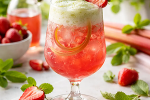 Wiosenny koktajl rabarbarowo‑truskawkowy z miętową pianą (wariant a5fbba66)