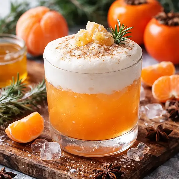 Zimowy koktajl persimmonowo-mandarynkowy z imbirową pianką z aquafaby (wariant 1ae00a69)