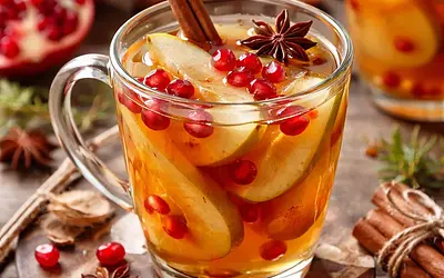Hot Apple-Pear Cider with Pomegranate and Spicy Notes