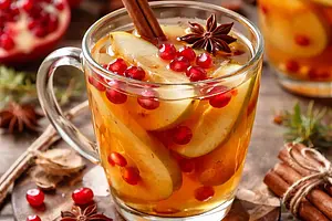 Hot Apple-Pear Cider with Pomegranate and Spicy Notes