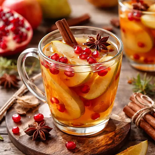 Gorący cydr jabłkowo‑gruszkowy z granatem i korzenną nutą (wariant c5dcf7ab)