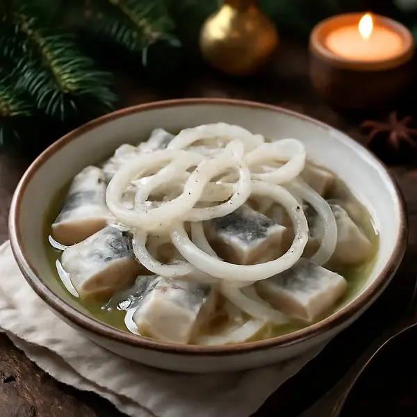 Herring in oil with onion (classic for Christmas Eve)