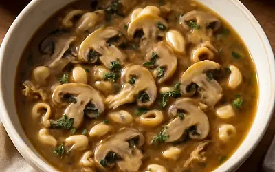 Mushroom soup with pasta