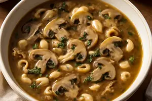 Mushroom soup with pasta