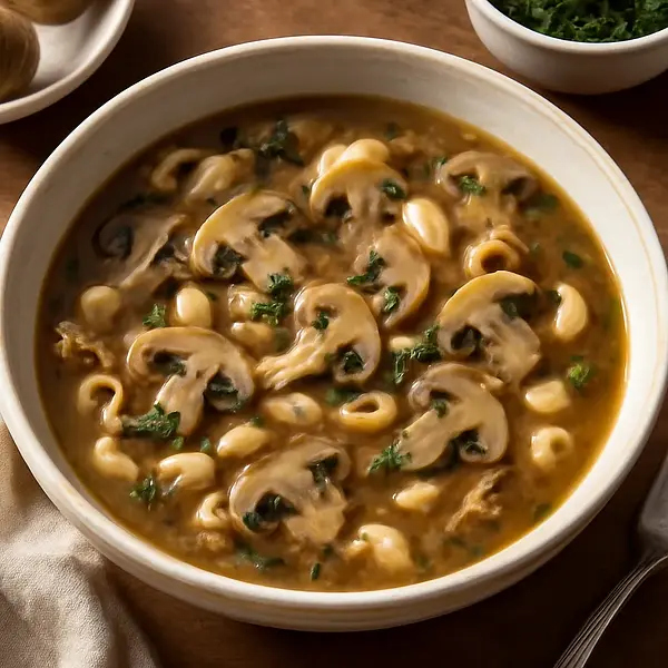 Mushroom soup with pasta