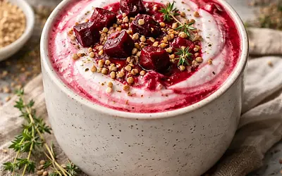 Winter Buttermilk Latte with Roasted Beet and Toasted Buckwheat
