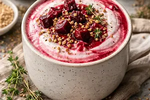 Winter Buttermilk Latte with Roasted Beet and Toasted Buckwheat